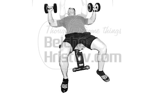 Избутване на дъмбели от полулег