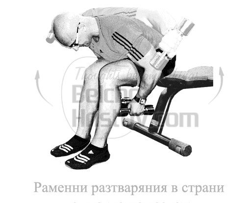 Раменни разтваряния встрани от тялото от полунаклон