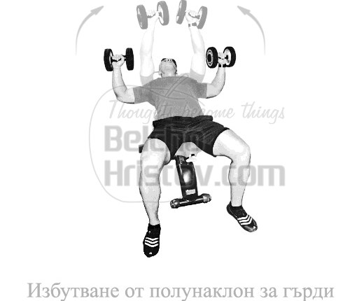 Избутване на дъмбели от полулег